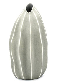 Ribbed Tall Grey Vase