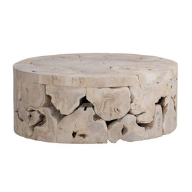 Round Bleached Teak Coffee Table