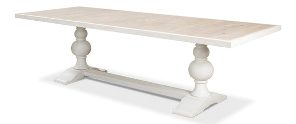 Dining Table with Reclaimed Wood Top, White Base