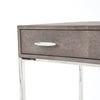 2 Drawer Faux Shagreen Desk with Stainless Steal Base