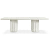 Fluted Double Pedestal Dining Table, in Soft White Finish