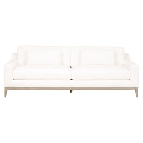 96" Track Arm Sofa in "livesmart" white performance fabric, natural oak frame