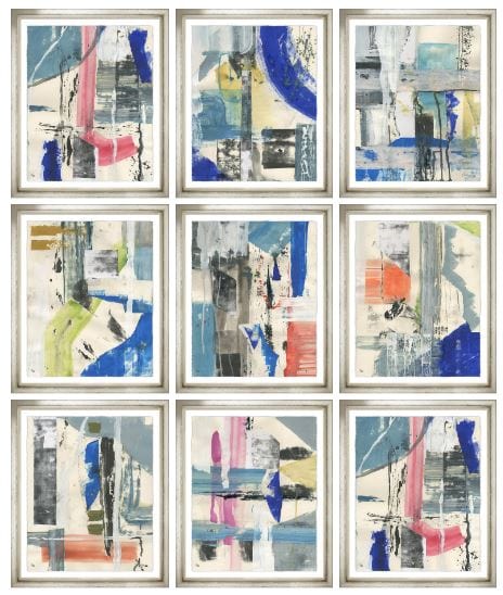 Vibrant Abstract Glicee Prints in modern silver frames