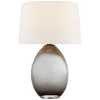 Myla Medium Wide Table Lamp in Clear Glass with Linen Shade