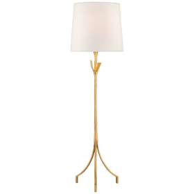 Fliana Floor Lamp in Gild with Linen Shade