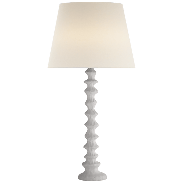Table Lamp in Plaster White with Linen Shade - Hamptons Furniture, Gifts, Modern & Traditional