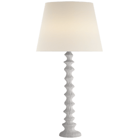 Table Lamp in Plaster White with Linen Shade - Hamptons Furniture, Gifts, Modern & Traditional