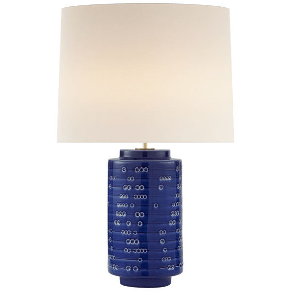 Darina Large Table Lamp in Pebbled Blue with Linen Shade