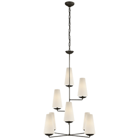 Vertical Plaster Chandelier with Linen Shades - Hamptons Furniture, Gifts, Modern & Traditional
