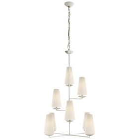 Vertical Plaster Chandelier with Linen Shades - Hamptons Furniture, Gifts, Modern & Traditional
