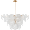 Large chandelier in gild with strie glass