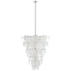 Cascading chandelier with glass in Polished Nickel