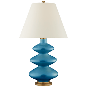 Smith Large Table Lamp in Aqua Crackle with Natural Percale Shade