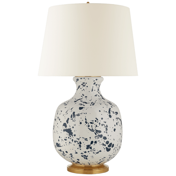 Buatta Large Table Lamp in Blue Splatter with Linen Shade