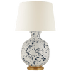 Buatta Large Table Lamp in Blue Splatter with Linen Shade