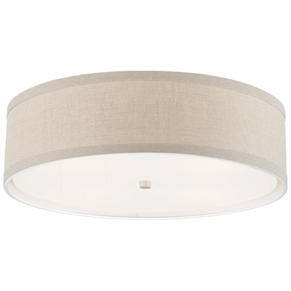 Walker Large Flush Mount in Light Cream with Natural Linen Shade