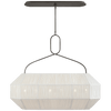 Forza Medium Linear Lantern in Polished Nickel with Gathered Linen Shade