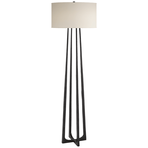 Hand-Forged Floor Lamp in Aged Iron with Natural Percale Shade - Hamptons Furniture, Gifts, Modern & Traditional