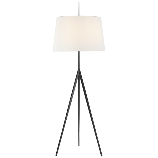 Triad Hand-Forged Floor Lamp in Aged Iron with Linen Shade