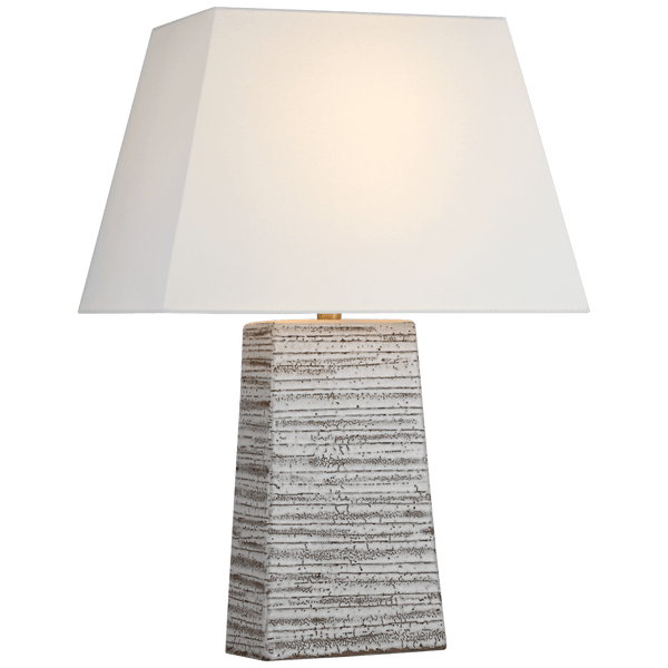 Gates Medium Rectangle Table Lamp in Malt White Dust with Linen Shade