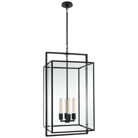 Medium Lantern in Polished Nickel with Clear Glass - Hamptons Furniture, Gifts, Modern & Traditional