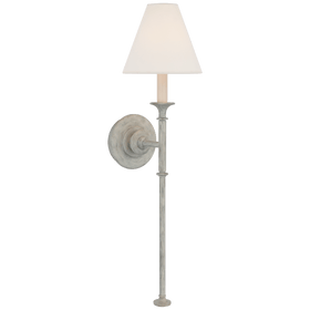 Piaf Large Tail Sconce in Swedish Gray with Linen Shade