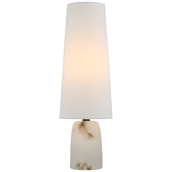 Jinny Medium Table Lamp in Alabaster with Linen Shade