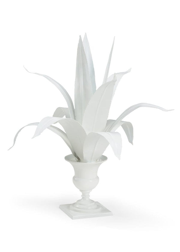 Unusual Metal Faux Agave in White Tole