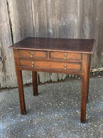 Victorian Oak Side Table with three drawers - Hamptons Furniture, Gifts, Modern & Traditional