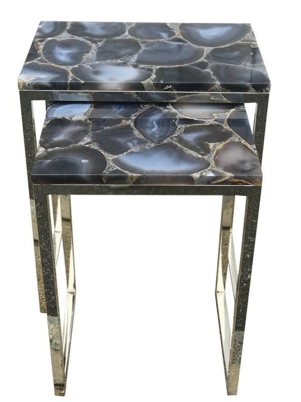 Agate nesting Side Tables with Chrome Base - Hamptons Furniture, Gifts, Modern & Traditional