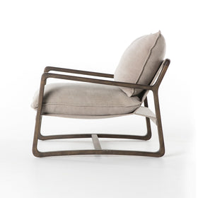 sling armchair in grey cotton canvas