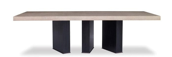 96" dining table with triple pedestal base in black