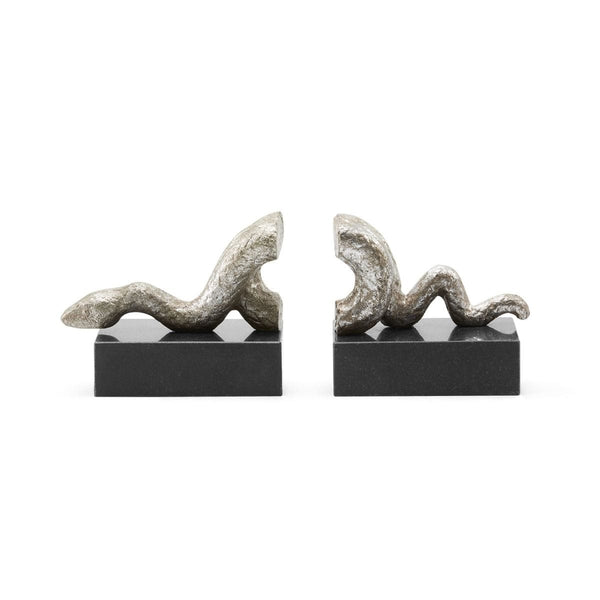 Silver Snake Bookends