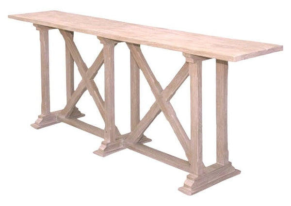 Narrow Limewashed Console wit double X base, 2 lengths - Hamptons Furniture, Gifts, Modern & Traditional