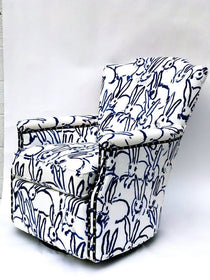 Swivel Armchair in Bunny Fabric - Hamptons Furniture, Gifts, Modern & Traditional