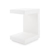 Simple Modern Side Table in Lacquered White Linen
