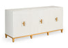 White Buffett with Gold accents & Raffia Cover Doors