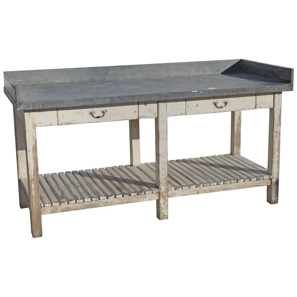 Old French Zinc Topped Florists Table - Hamptons Furniture, Gifts, Modern & Traditional
