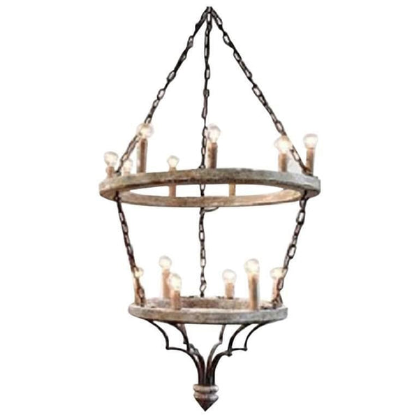 Two-Tier Wood Chandelier - Hamptons Furniture, Gifts, Modern & Traditional