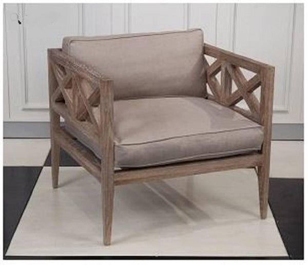 Wood and Linen Lounge Chair - Hamptons Furniture, Gifts, Modern & Traditional