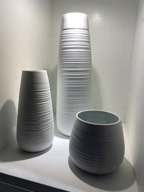 Horizontally Textured Porcelain Vases