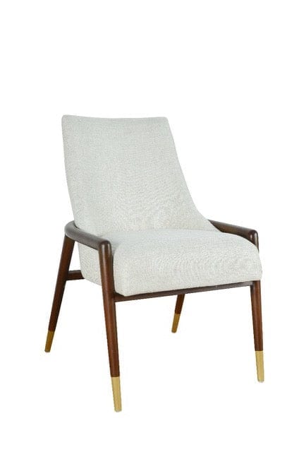 Stylish Occasional or Dining Chair, walnut and brass details