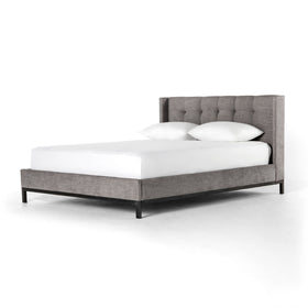 Grey Tufted Upholstered Beds on Iron frame - Hamptons Furniture, Gifts, Modern & Traditional