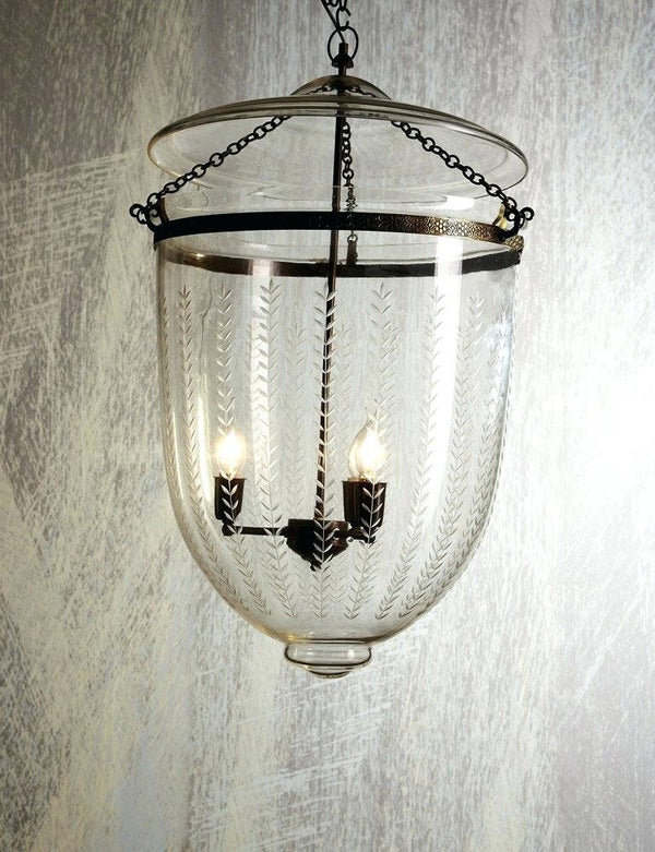 Lantern and Bell Jar, Large - Vertical Clear Leaf Pendant Light - Hamptons Furniture, Gifts, Modern & Traditional