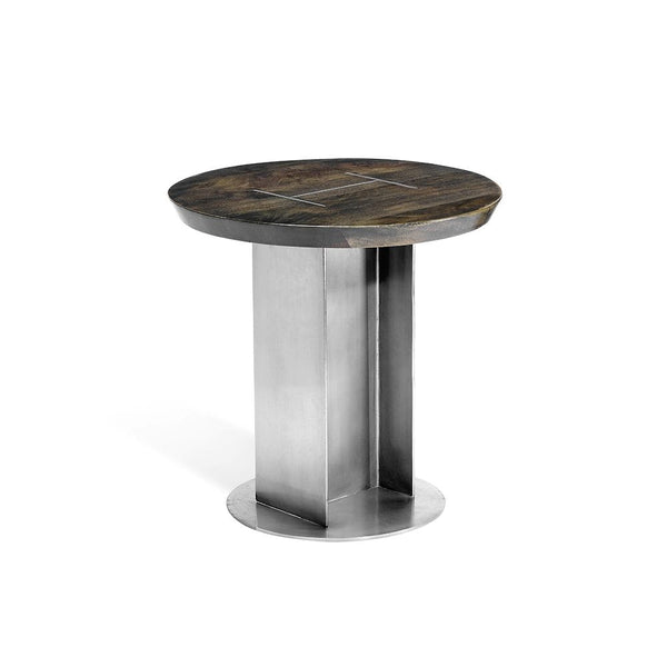Industrial Style Iron and Wood Side Table