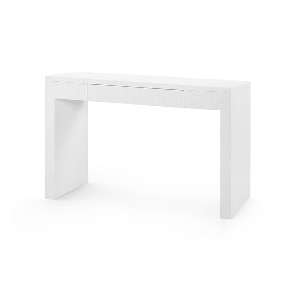 Lacquered Grasscloth Console with Drawer in white