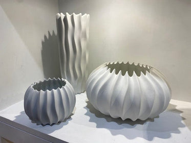 Textured Crenulated Porcelain Vases - 3 sizes