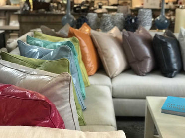 Colorful Leather Throw Pillows - Hamptons Furniture, Gifts, Modern & Traditional