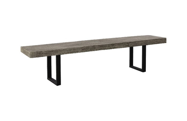 Natural Wood Straight Edge Bench with Stainless Steel Base