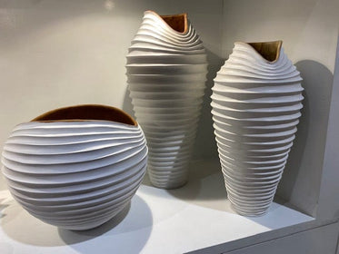 Textured Tamarind Wood Vases and Bowl